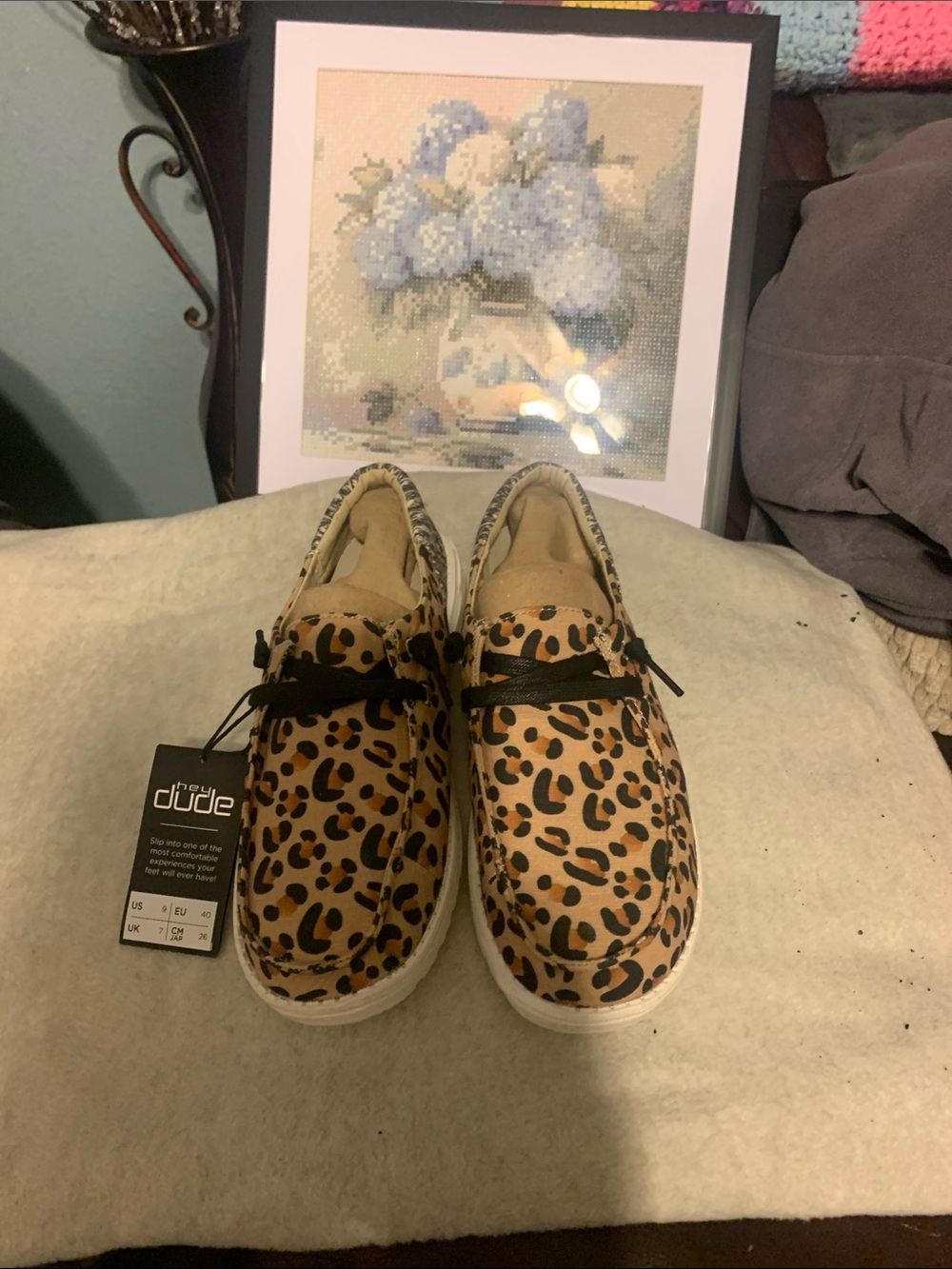 Hey Dude Kids Leopard Slip-On Sneakers in Tan and Black